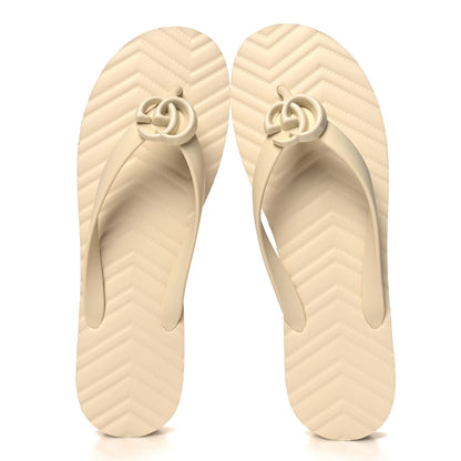 Gucci Rubber Chevron Womens GG Thong Sandals 41 Mystic White 2 of 9
