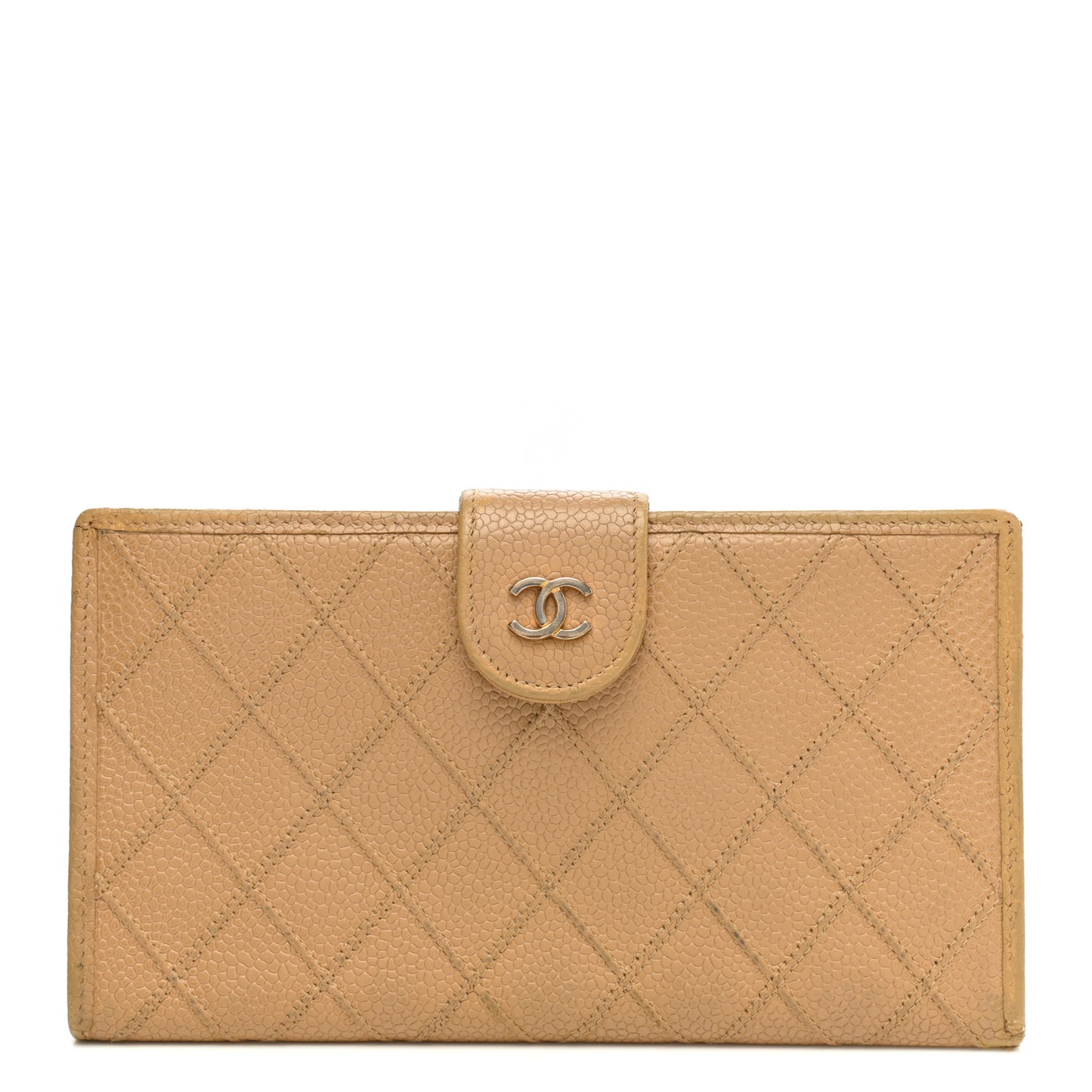 Caviar Diamond Stitched French Wallet Beige