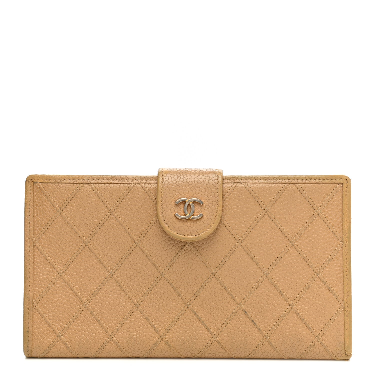 Chanel Caviar Diamond Stitched French Wallet Beige 1 of 15