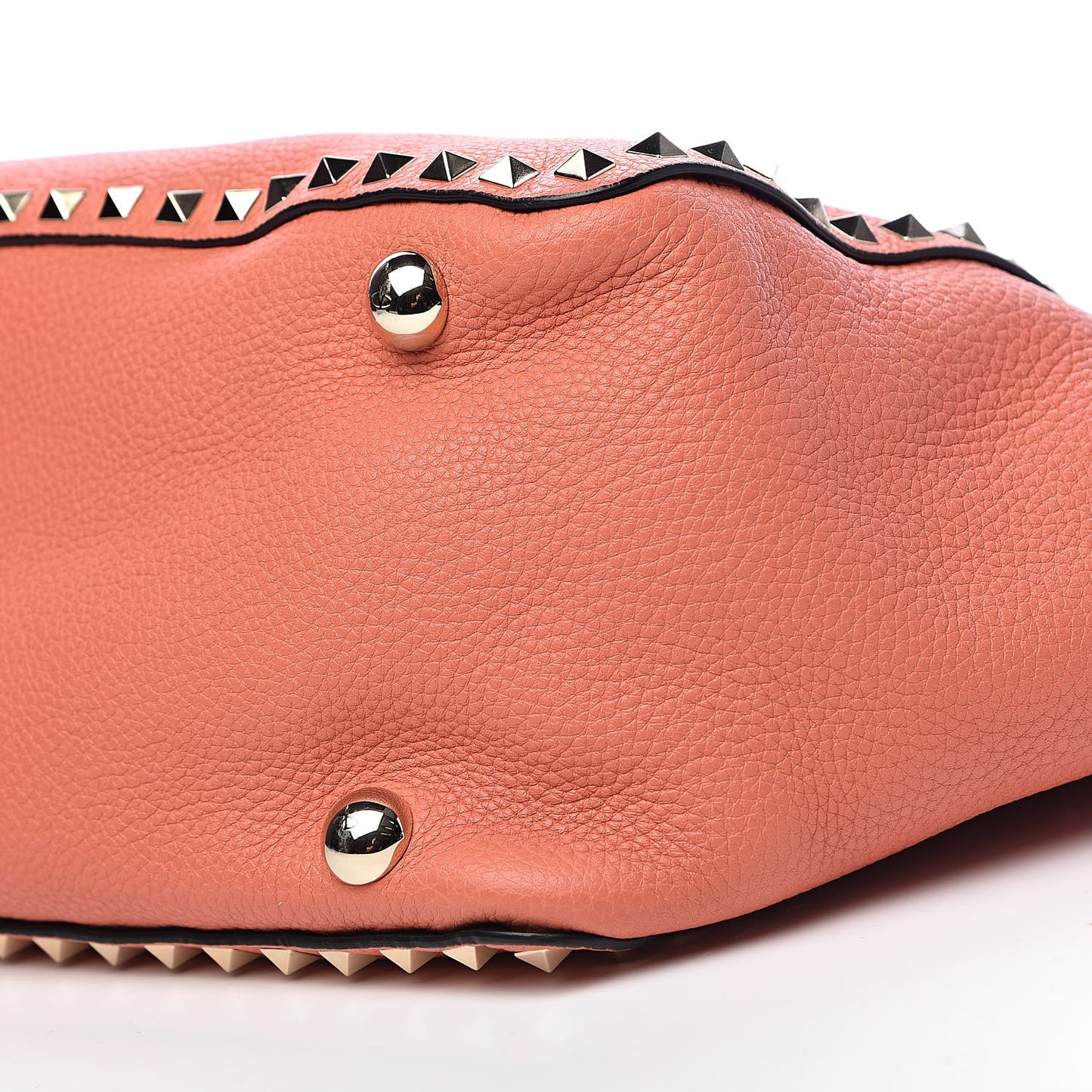 Pebbled Calfskin Medium Rockstud Tote Coral
