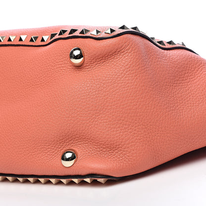 Valentino Garavani Pebbled Calfskin Medium Rockstud Tote Coral 9 of 10