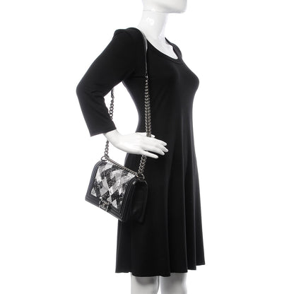 Chanel Patent Iridescent Calfskin Sequin Medium Boy Flap Bag Black 2 of 8