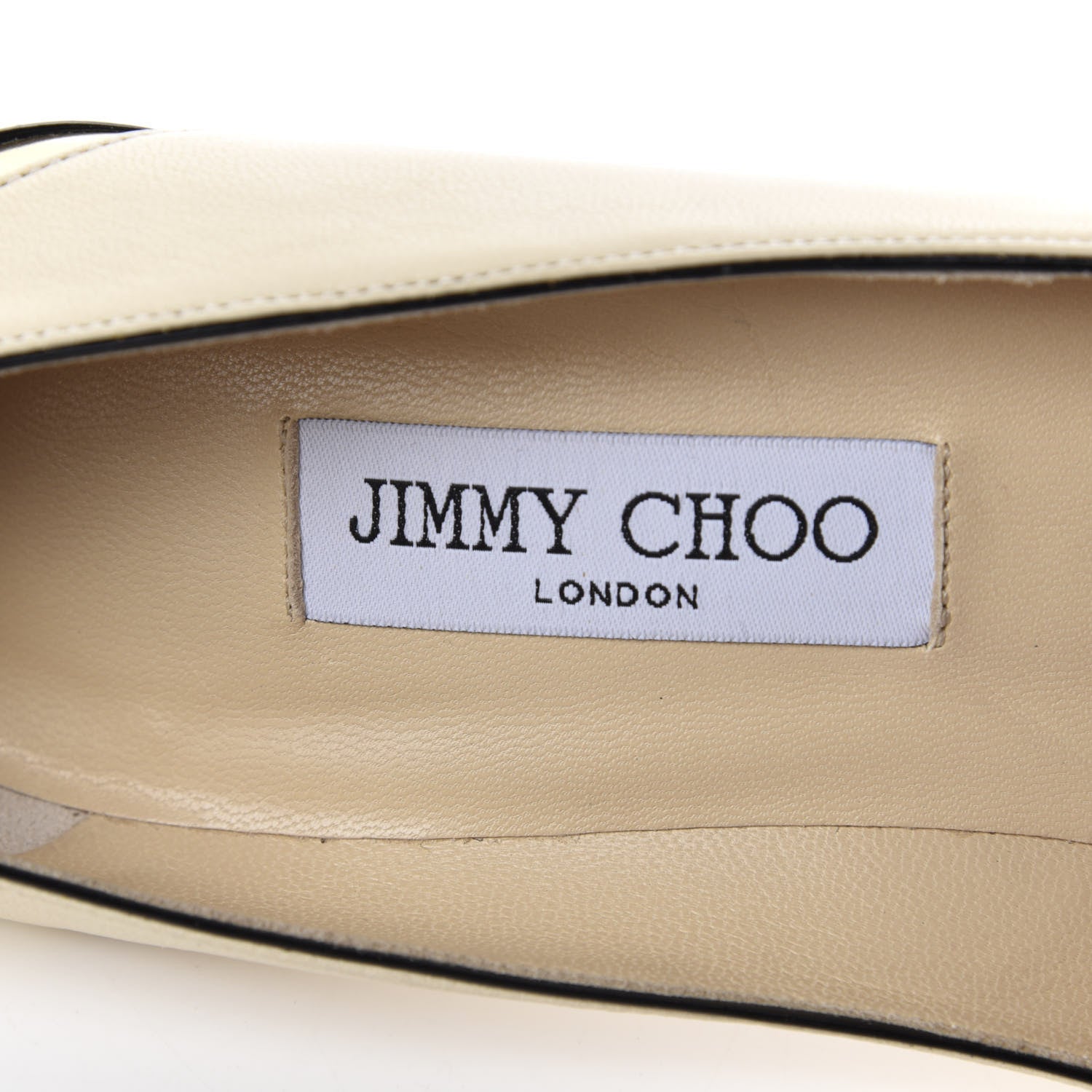 Jimmy Choo Nappa Mirror Patent Calfskin Leap Pumps 40 Bone Black Gold 7 of 9