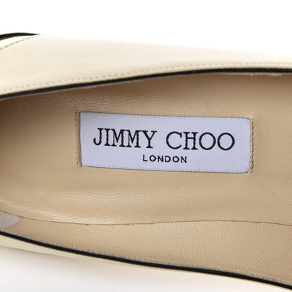 Jimmy Choo Nappa Mirror Patent Calfskin Leap Pumps 40 Bone Black Gold 7 of 9