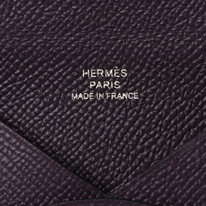 Hermes Epsom Calvi Card Case Raisin 6 of 8