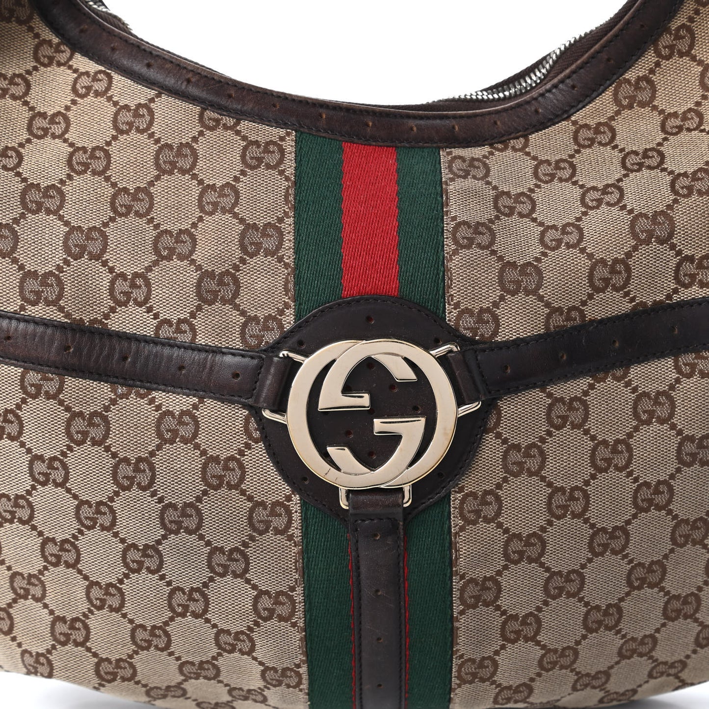 Monogram Web GG Reins Hobo Brown