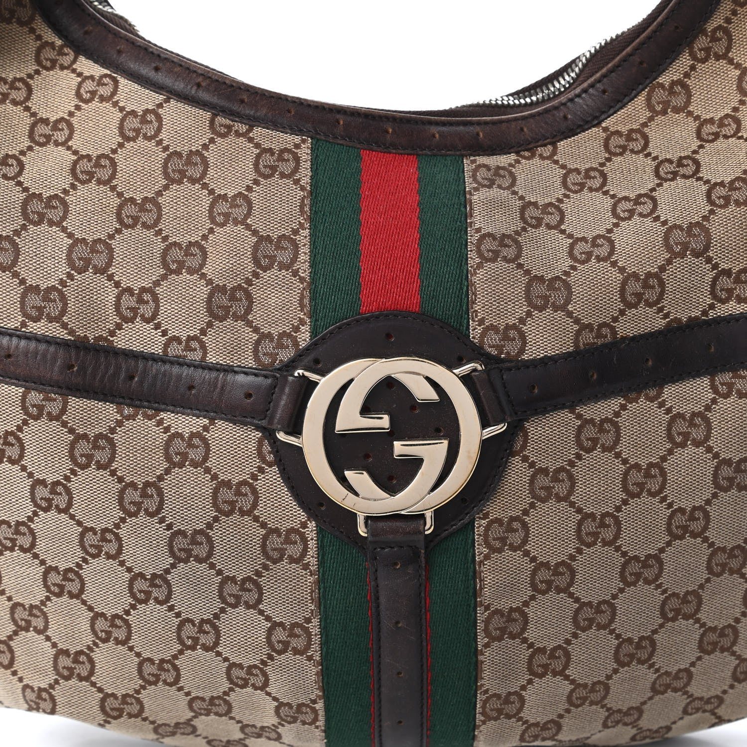 Gucci Monogram Web GG Reins Hobo Brown 10 of 10