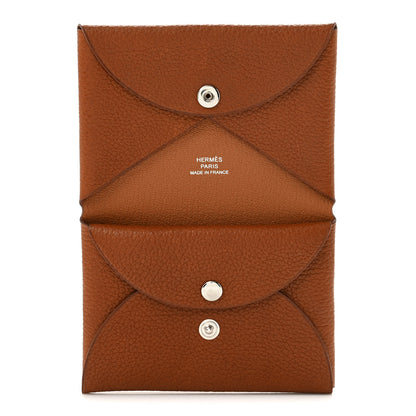 Hermes Barenia Faubourg Verso Calvi Duo Card Case Fauve 5 of 8