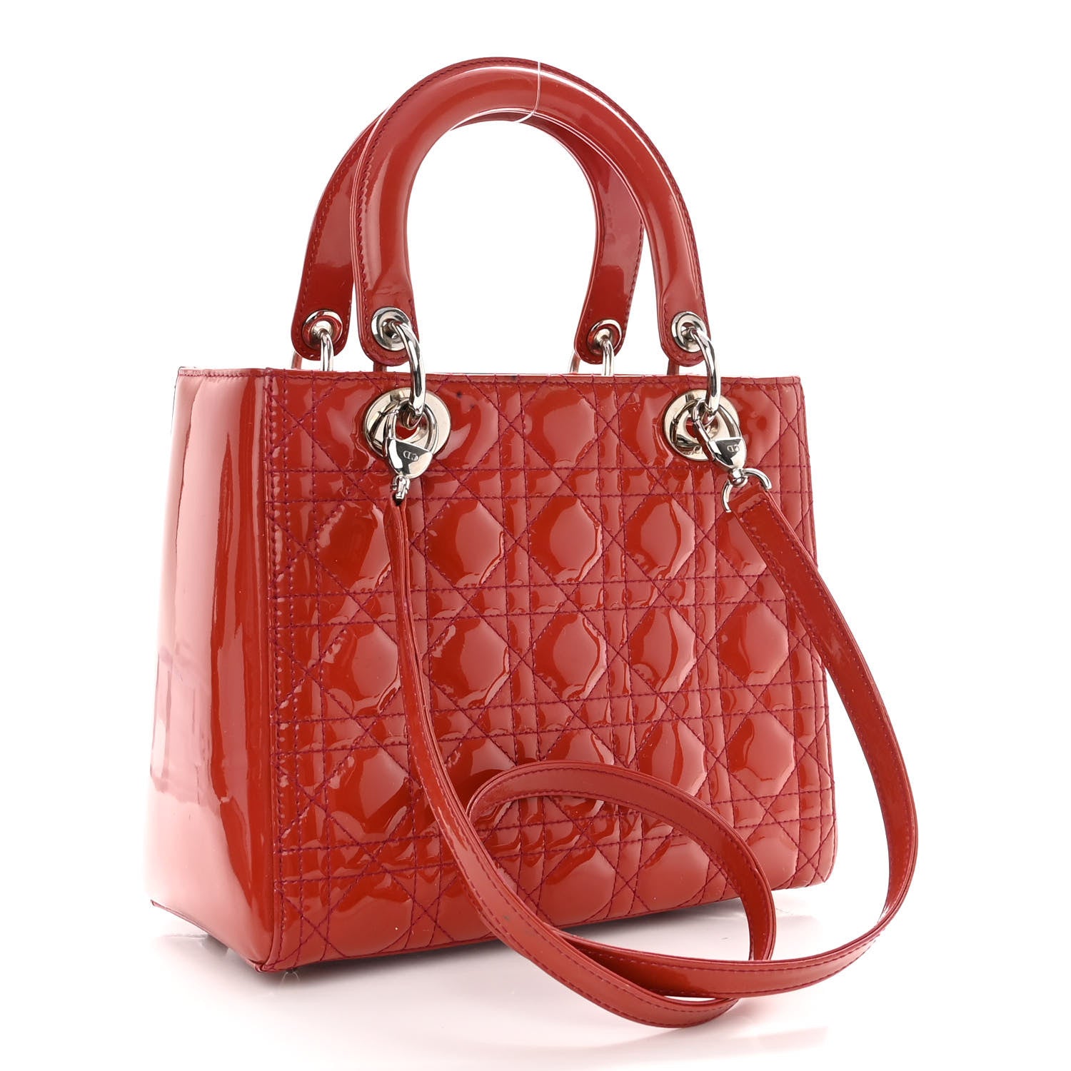 Christian Dior Patent Cannage Medium Lady Dior Dark Pink 3 of 11