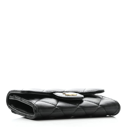 Chanel Lambskin Quilted Flap Card Holder Wallet Black 4 of 9