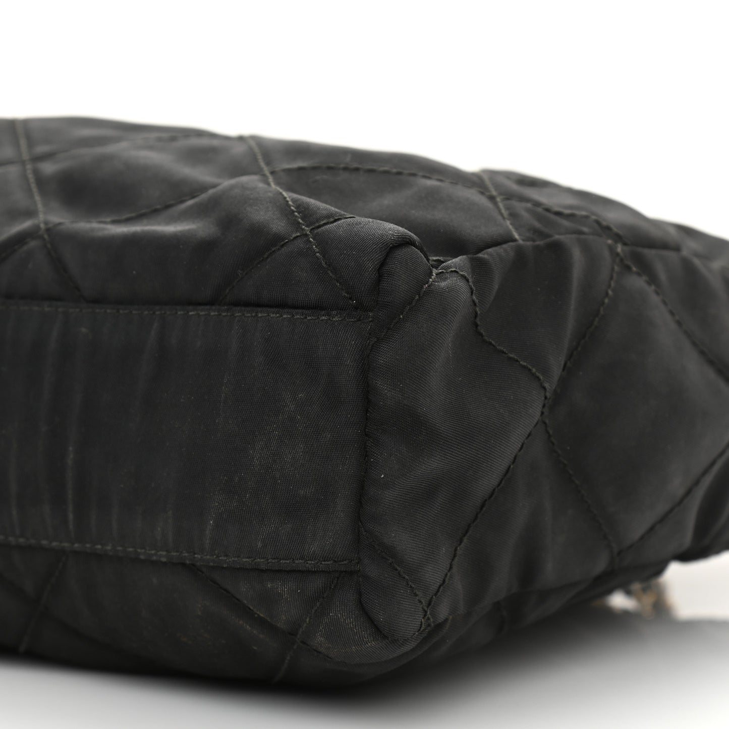 Nylon Tessuto Impuntu Quilted Shoulder Bag Black