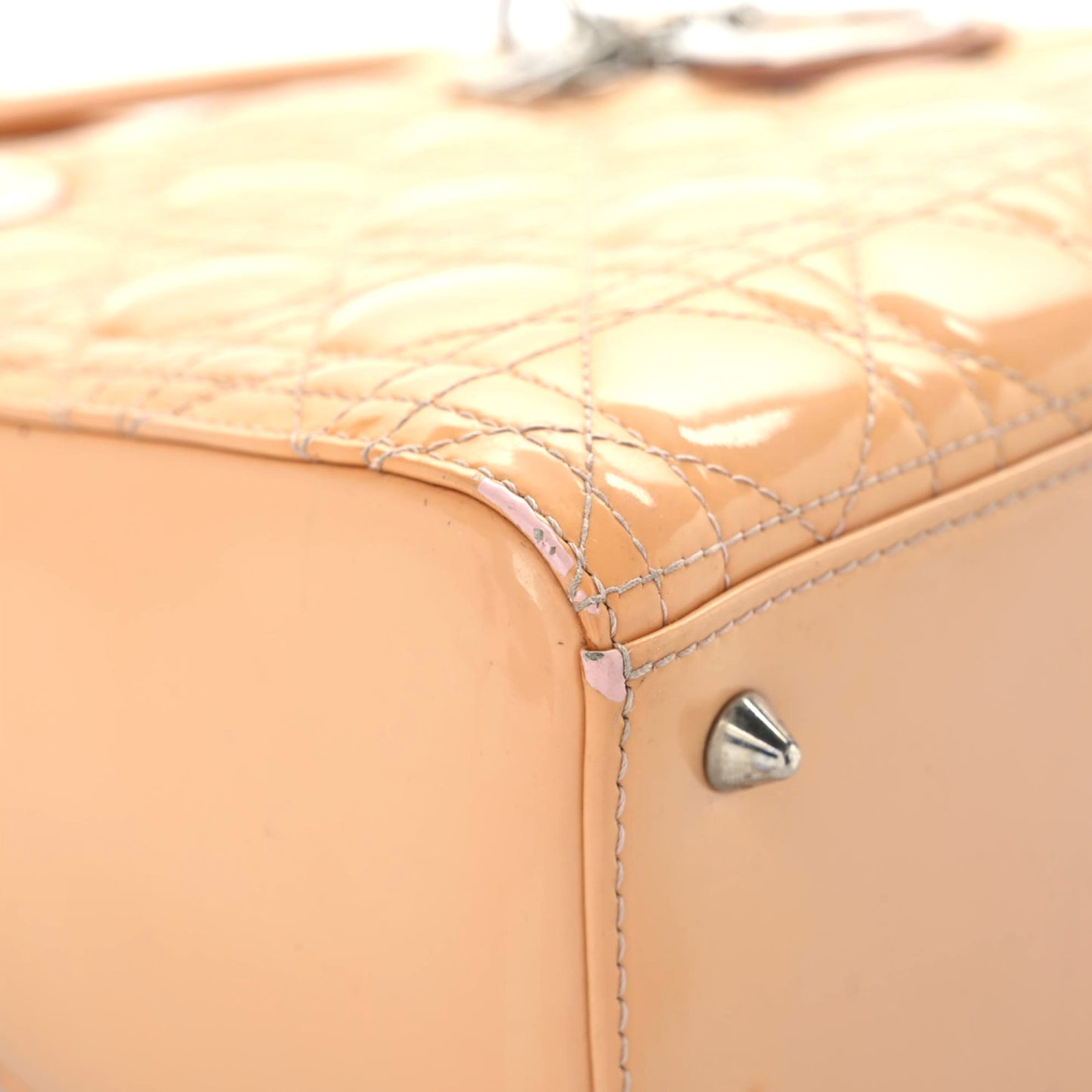 Patent Cannage Medium Lady Dior Beige