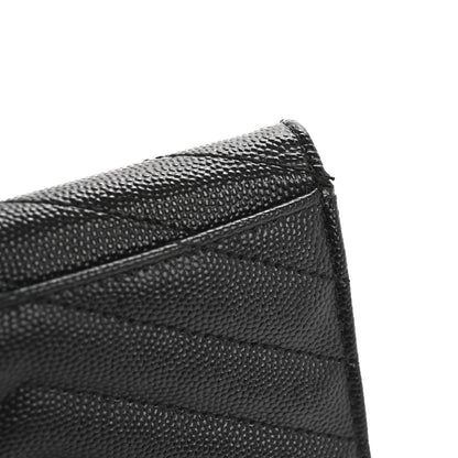 Saint Laurent Grain De Poudre Matelasse Chevron Small Monogram Envelope Wallet Black 8 of 10