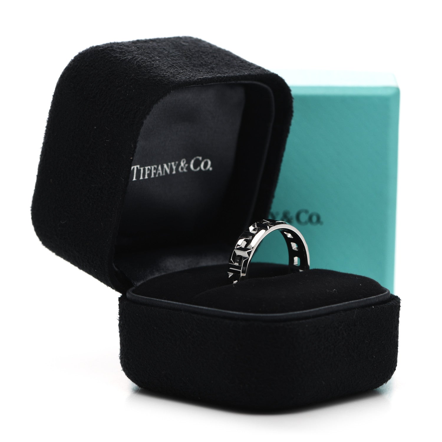Tiffany 18K White Gold T True Wide Ring 57 8 5 of 5