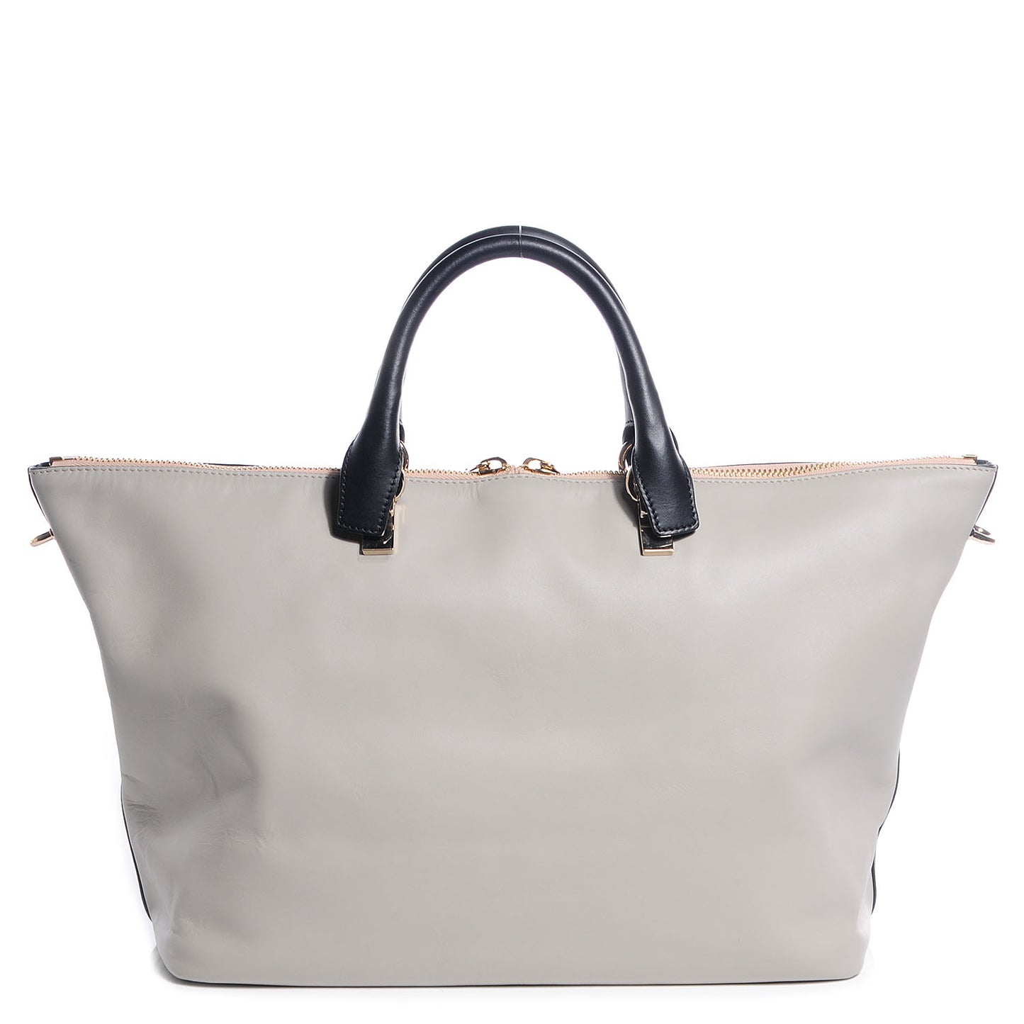 Smooth Calfskin Large Baylee Tote Marshmallow Grey Black