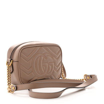 Gucci Calfskin Matelasse Mini GG Marmont Chain Shoulder Bag Porcelain Rose 3 of 13