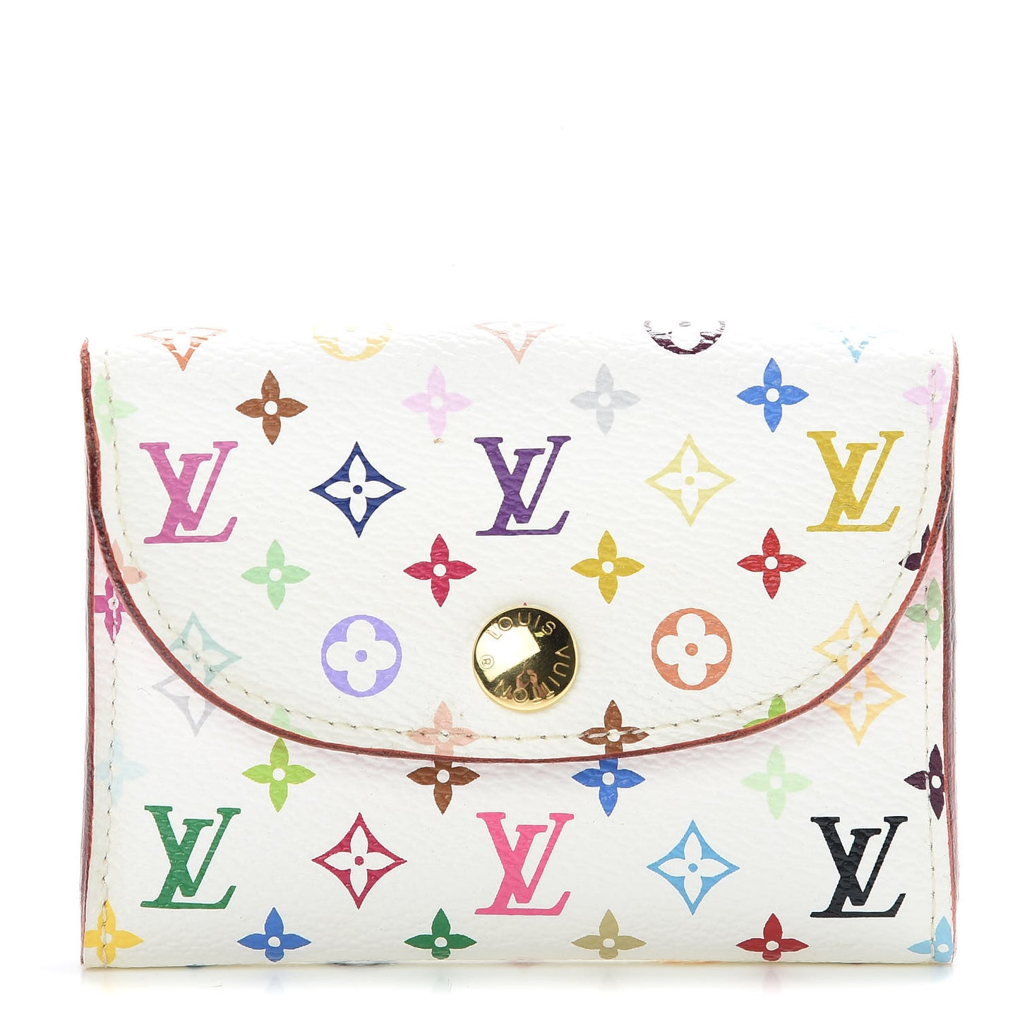 Monogram Multicolor Business Card Holder White Litchi