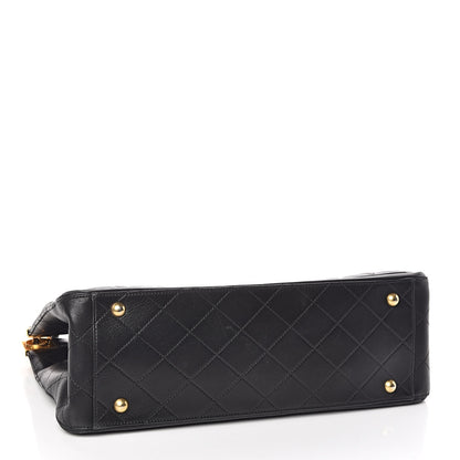 Chanel Lambskin Quilted Elegant CC Shopping Tote Navy Black 4 of 11