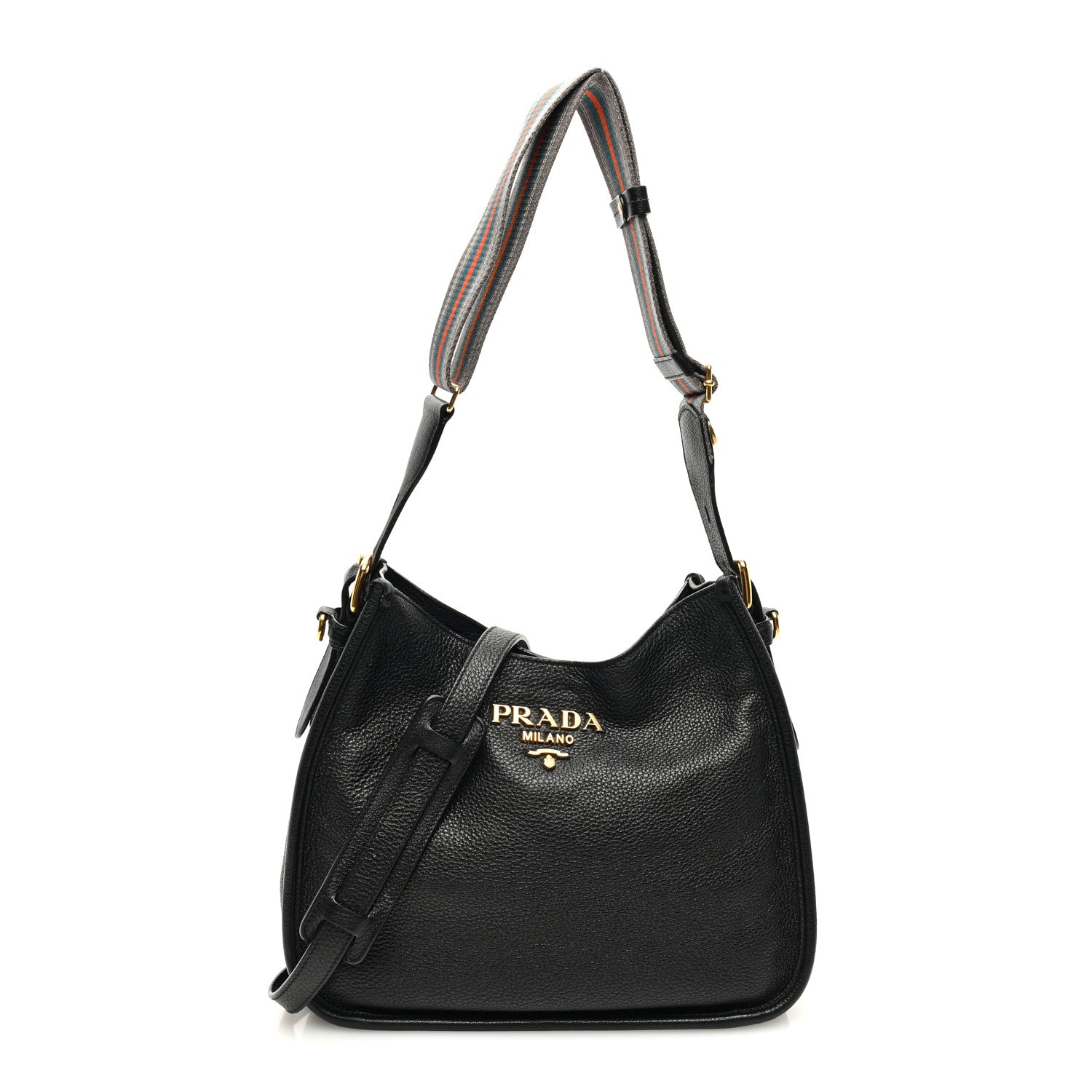 Prada Vitello Daino Hobo Messenger Bag Black 1 of 9