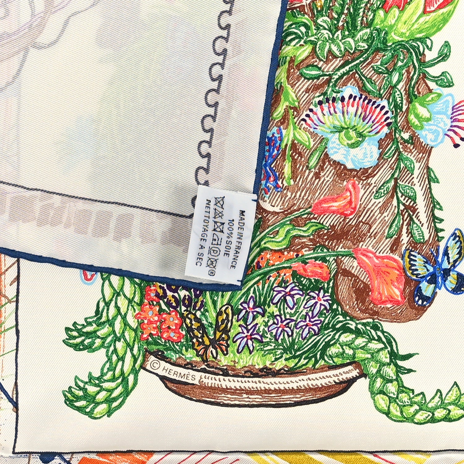 Hermes Silk Chevaloscope Scarf 90 Rose Nacre Vert Multicolor 3 of 3