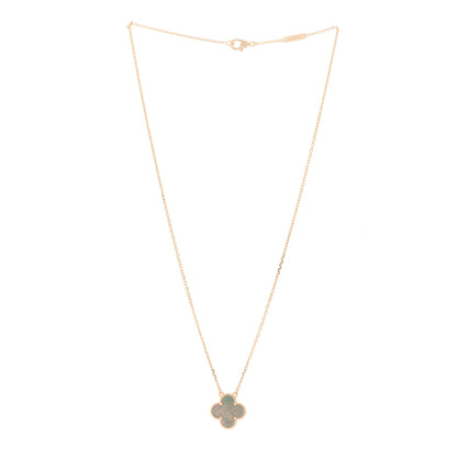Van Cleef & Arpels 18K Rose Gold Gray Mother of Pearl Vintage Alhambra Pendant Necklace 3 of 6