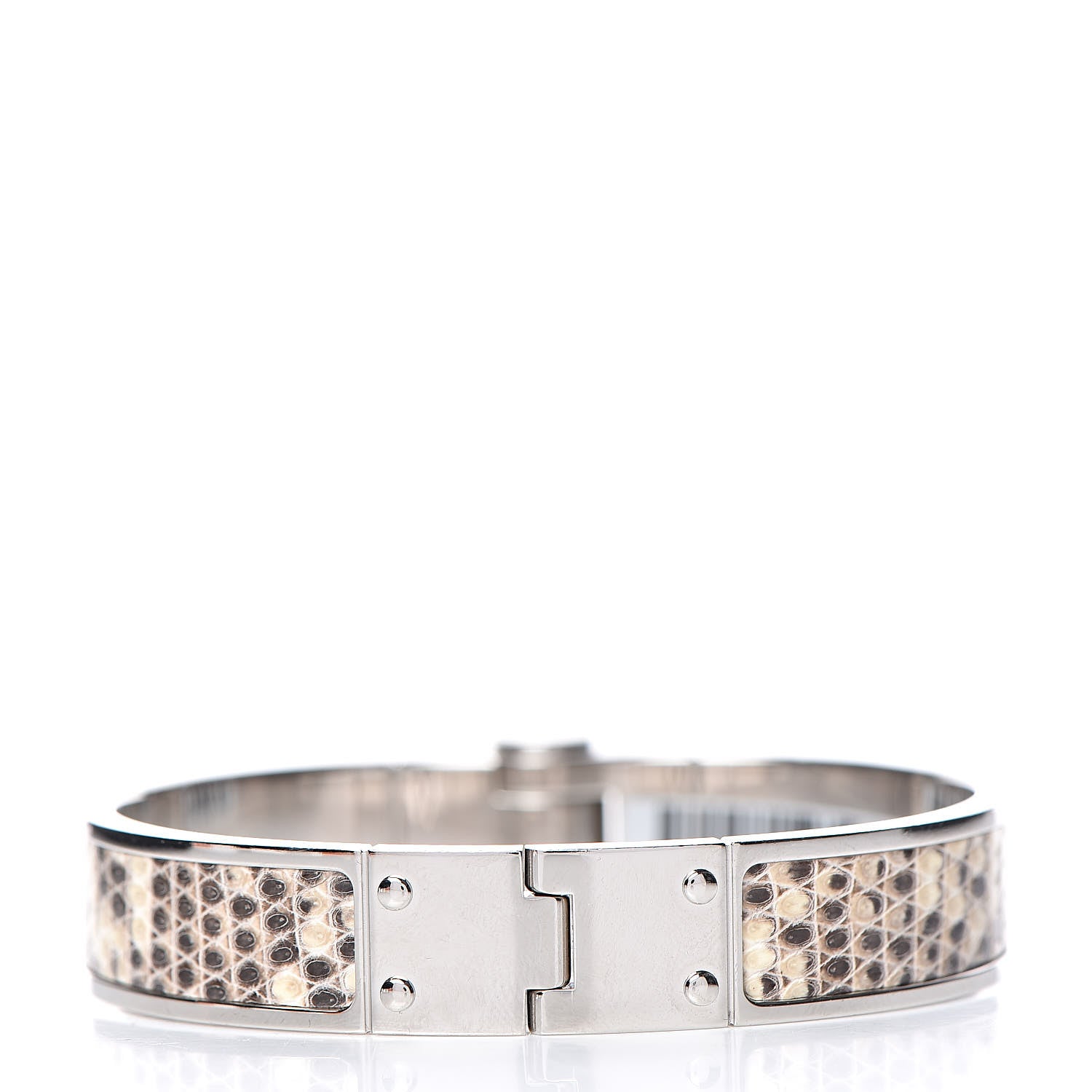 Hermes Lizard Charniere Cuir Narrow Hinged Bracelet M Ombre 3 of 6