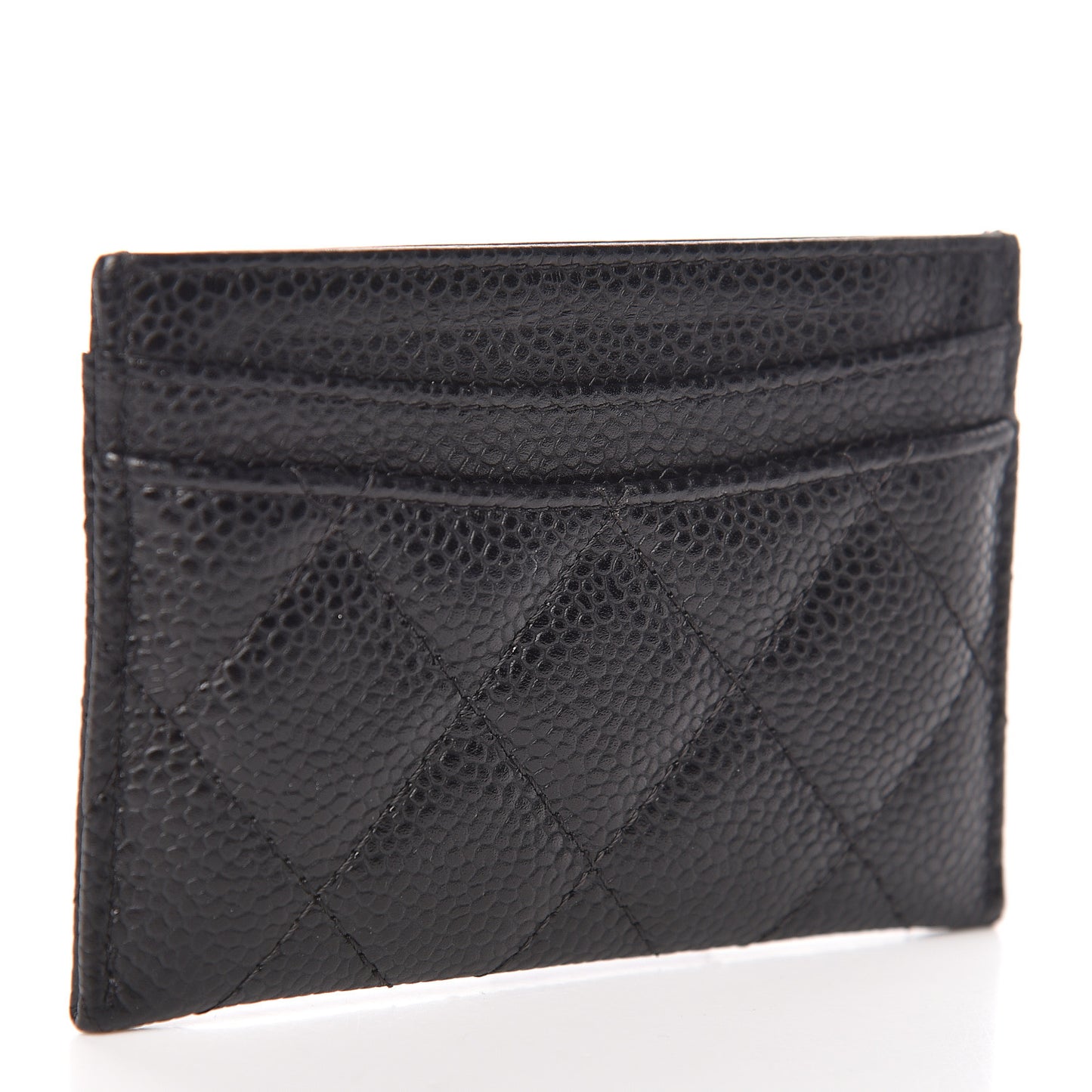 Caviar Quilted Card Holder Black