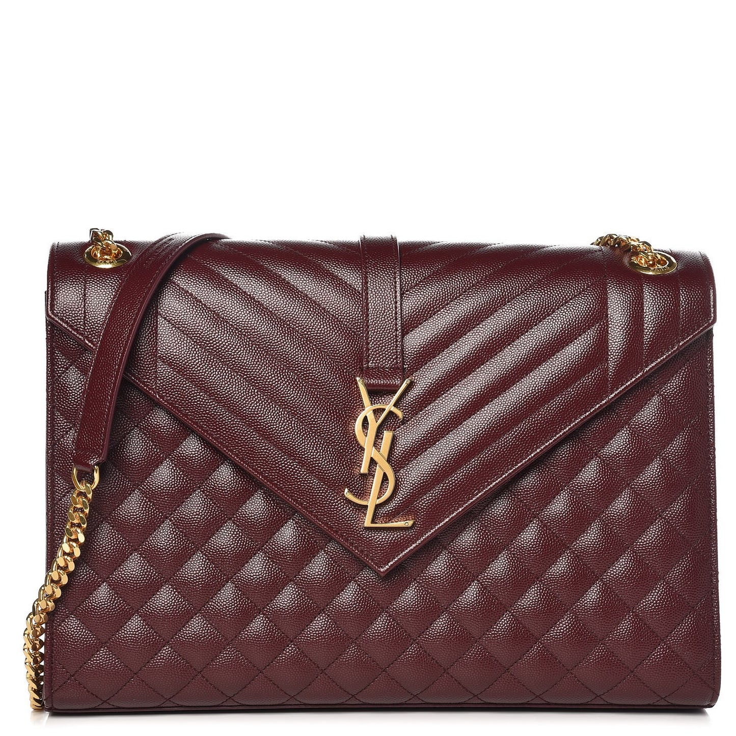 Grain De Poudre Mixed Matelasse Large Triquilt Monogram Satchel Rouge Legion