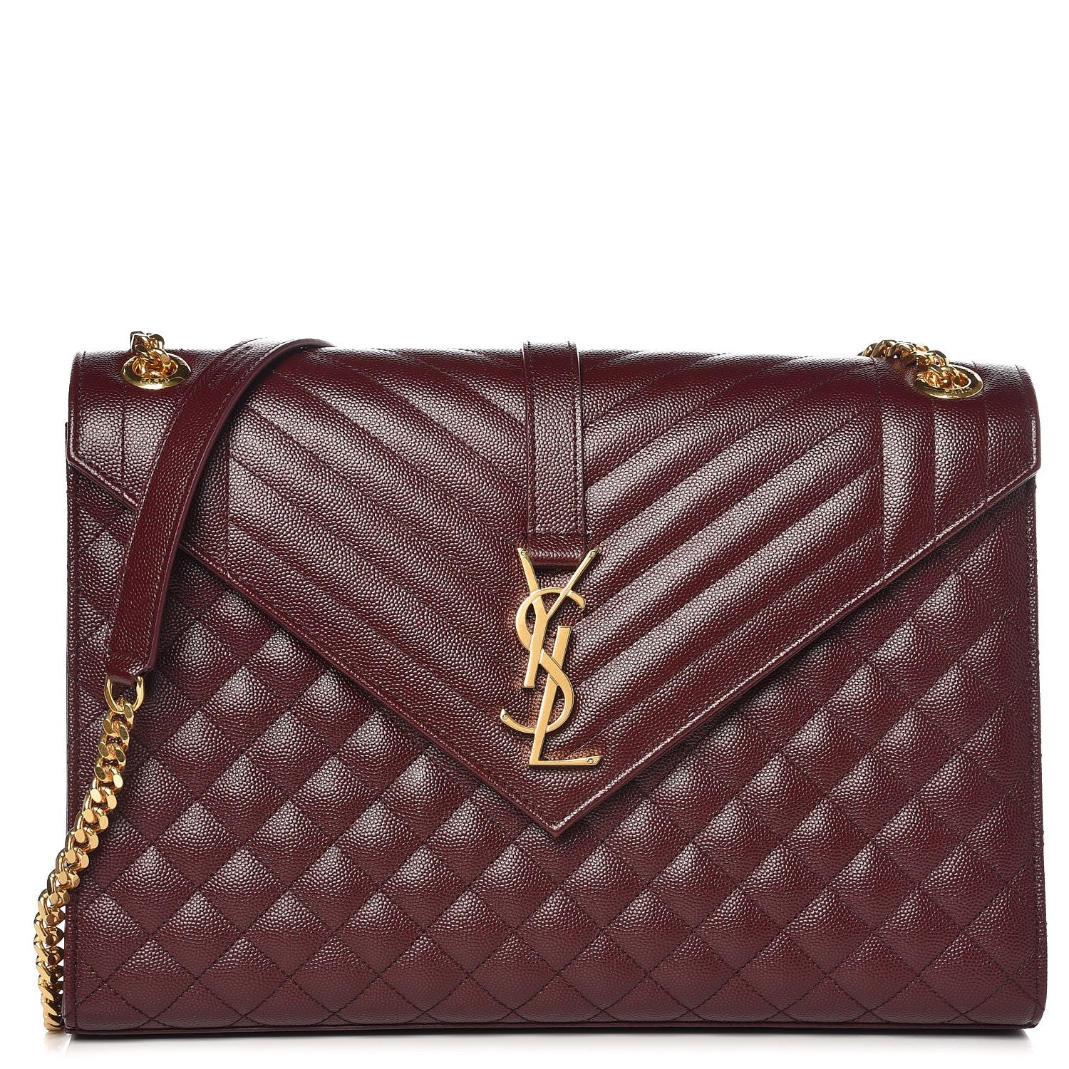 Saint Laurent Grain De Poudre Mixed Matelasse Large Triquilt Monogram Satchel Rouge Legion 1 of 9