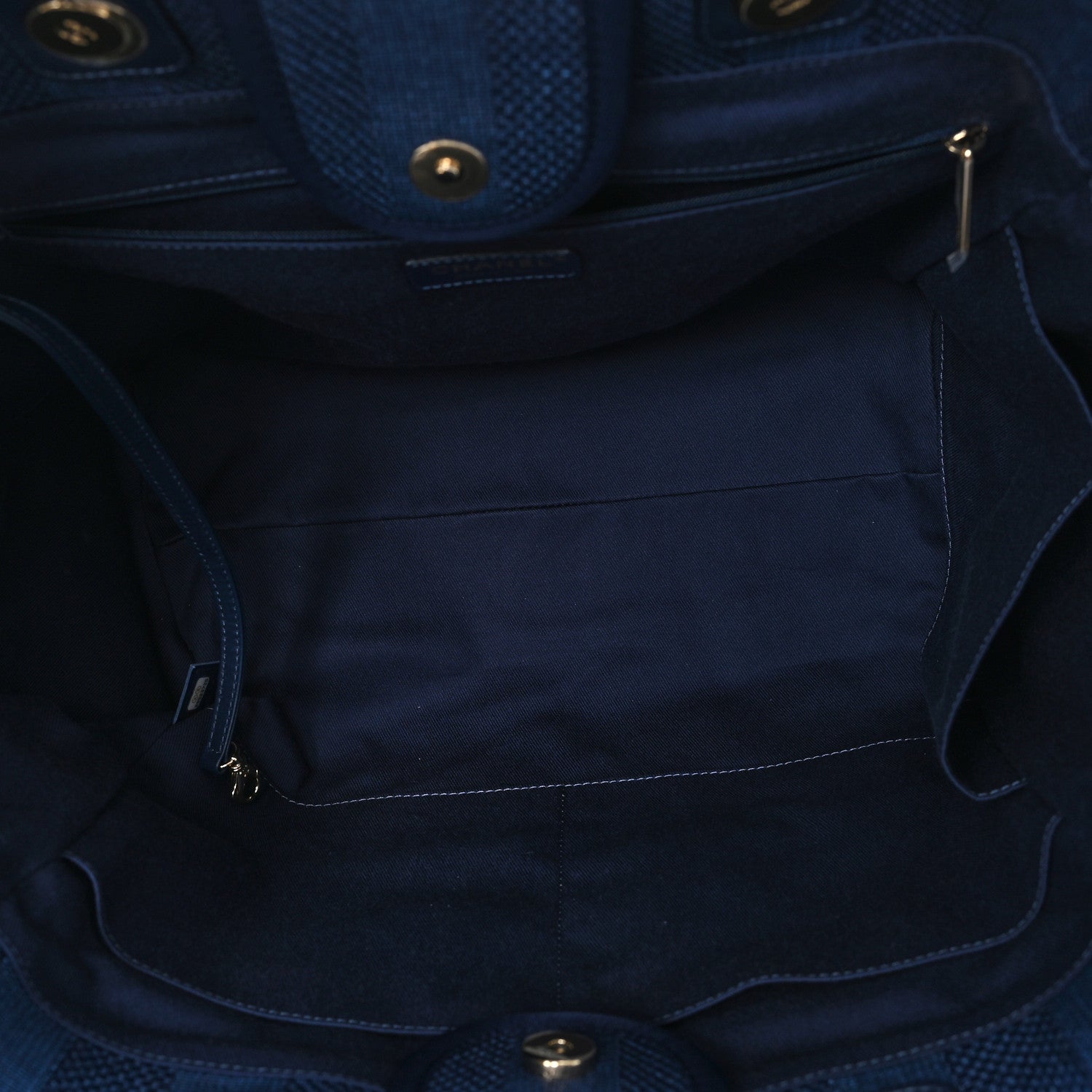 Chanel Mixed Fibers Striped Medium Deauville Tote Navy Blue 5 of 10