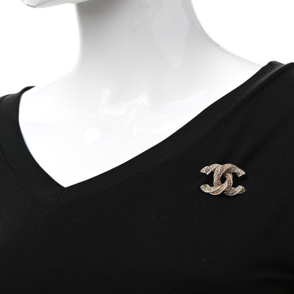 Chanel Crystal Twisted CC Brooch Gold Pale Pink 2 of 5