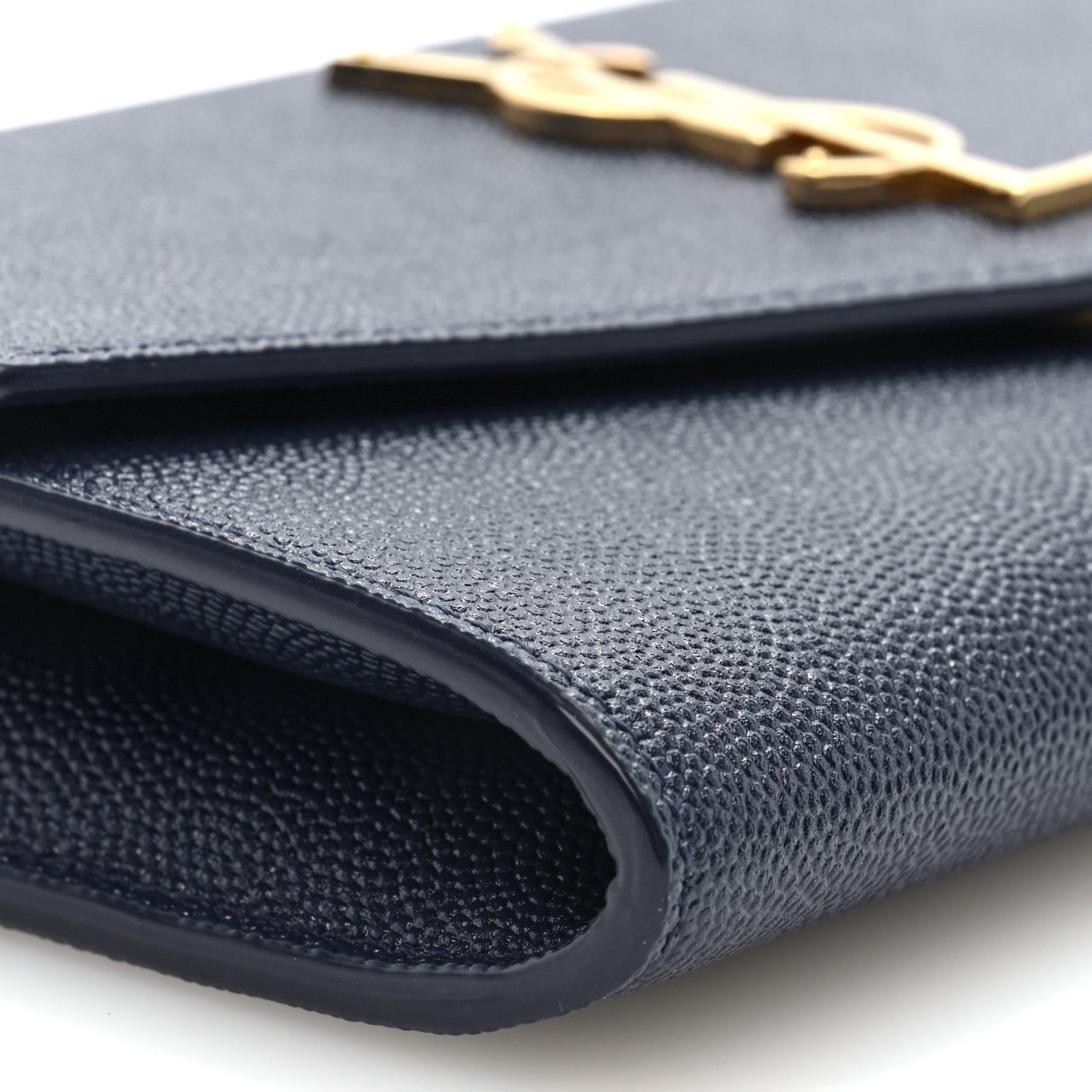 Saint Laurent Grain De Poudre Monogram Uptown Chain Wallet Blue Charron 8 of 10