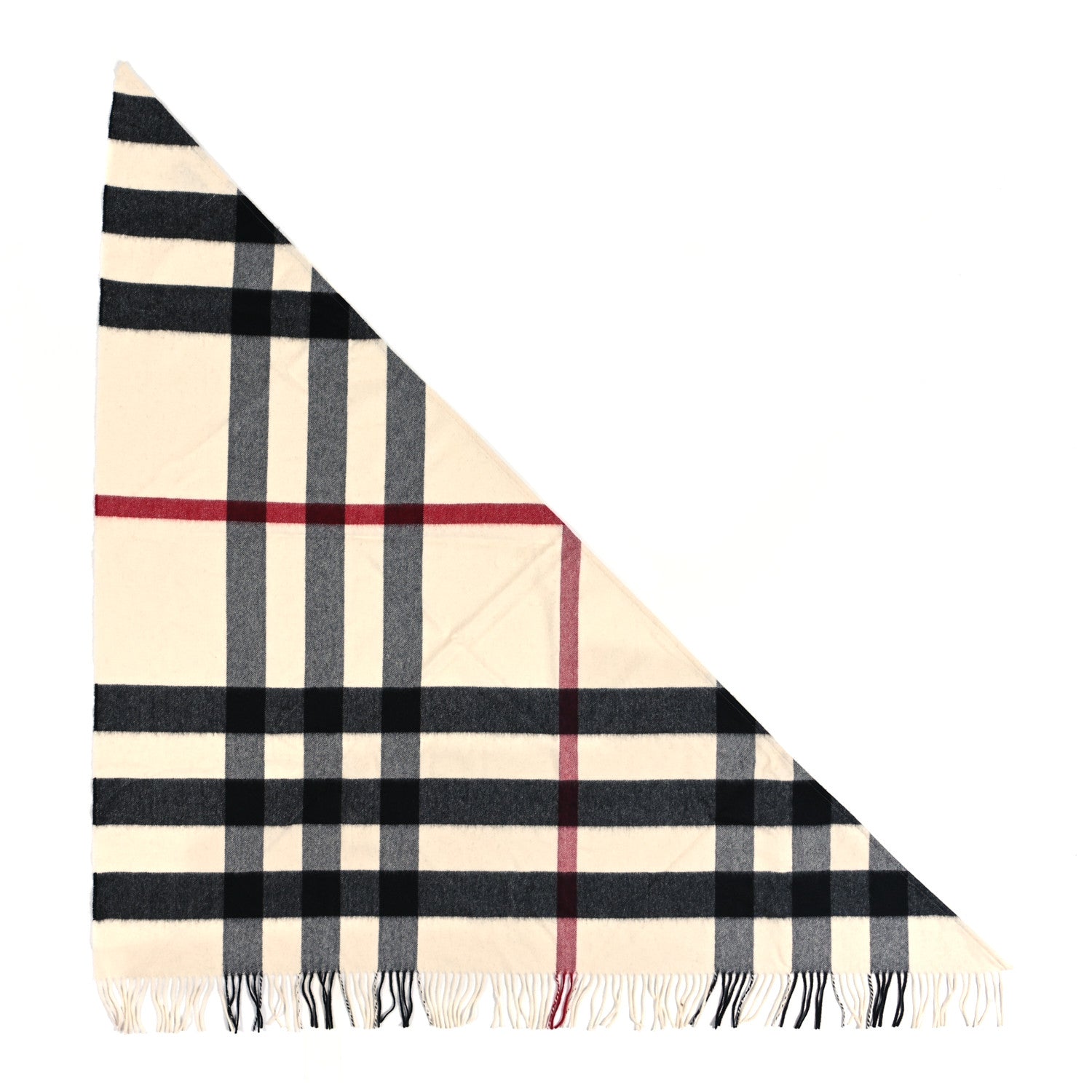 Burberry Cashmere Check Triangle Bandana Scarf Natural White 1 of 3