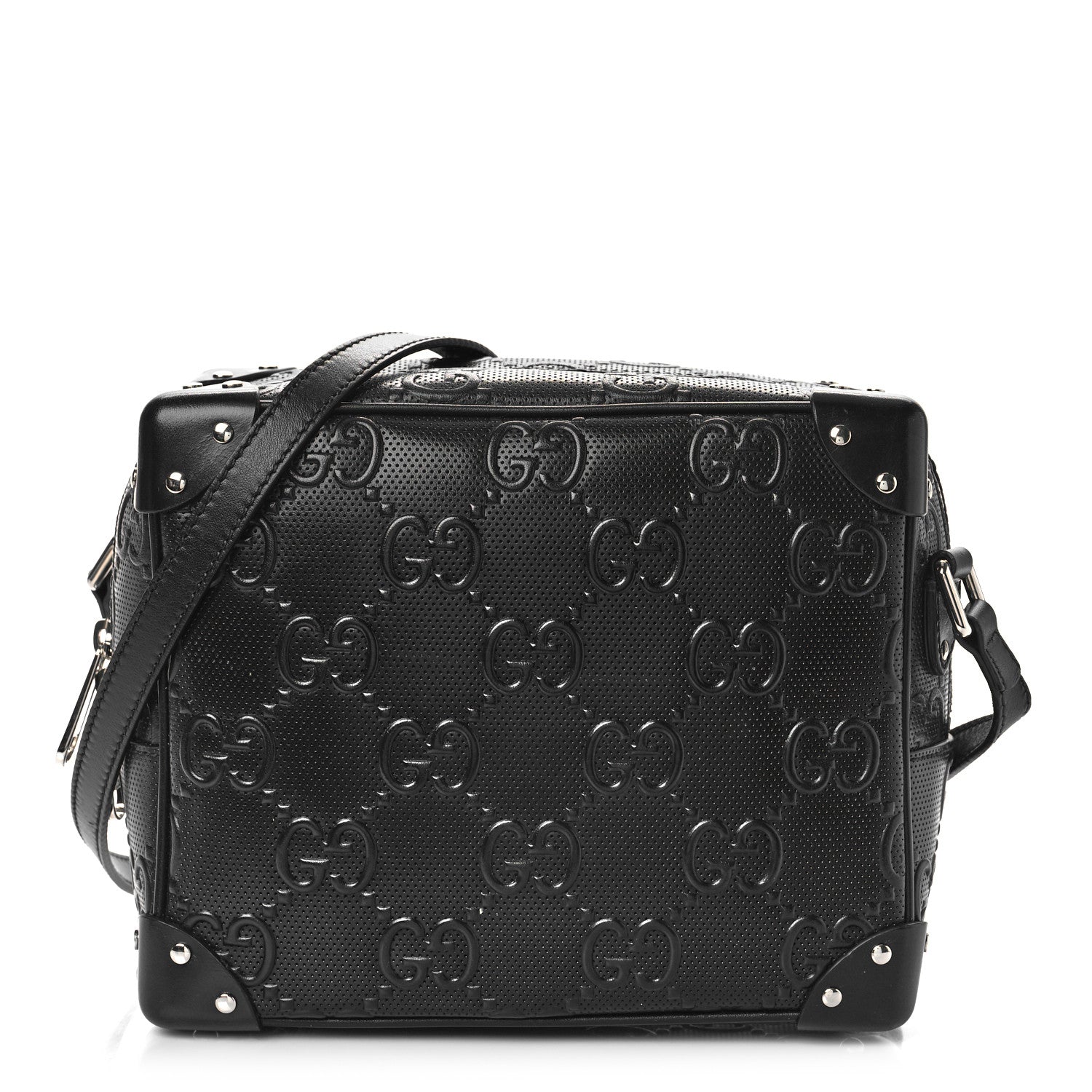 Gucci Calfskin GG Tennis Embossed Square Messenger Bag Black 1 of 8