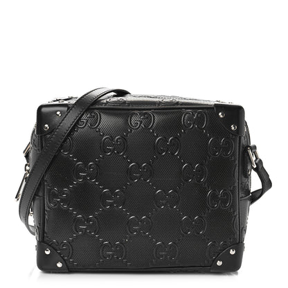 Gucci Calfskin GG Tennis Embossed Square Messenger Bag Black 1 of 8