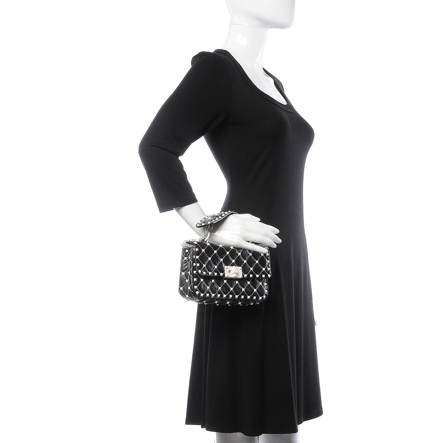 Lambskin Small Free Rockstud Spike Shoulder Bag Black
