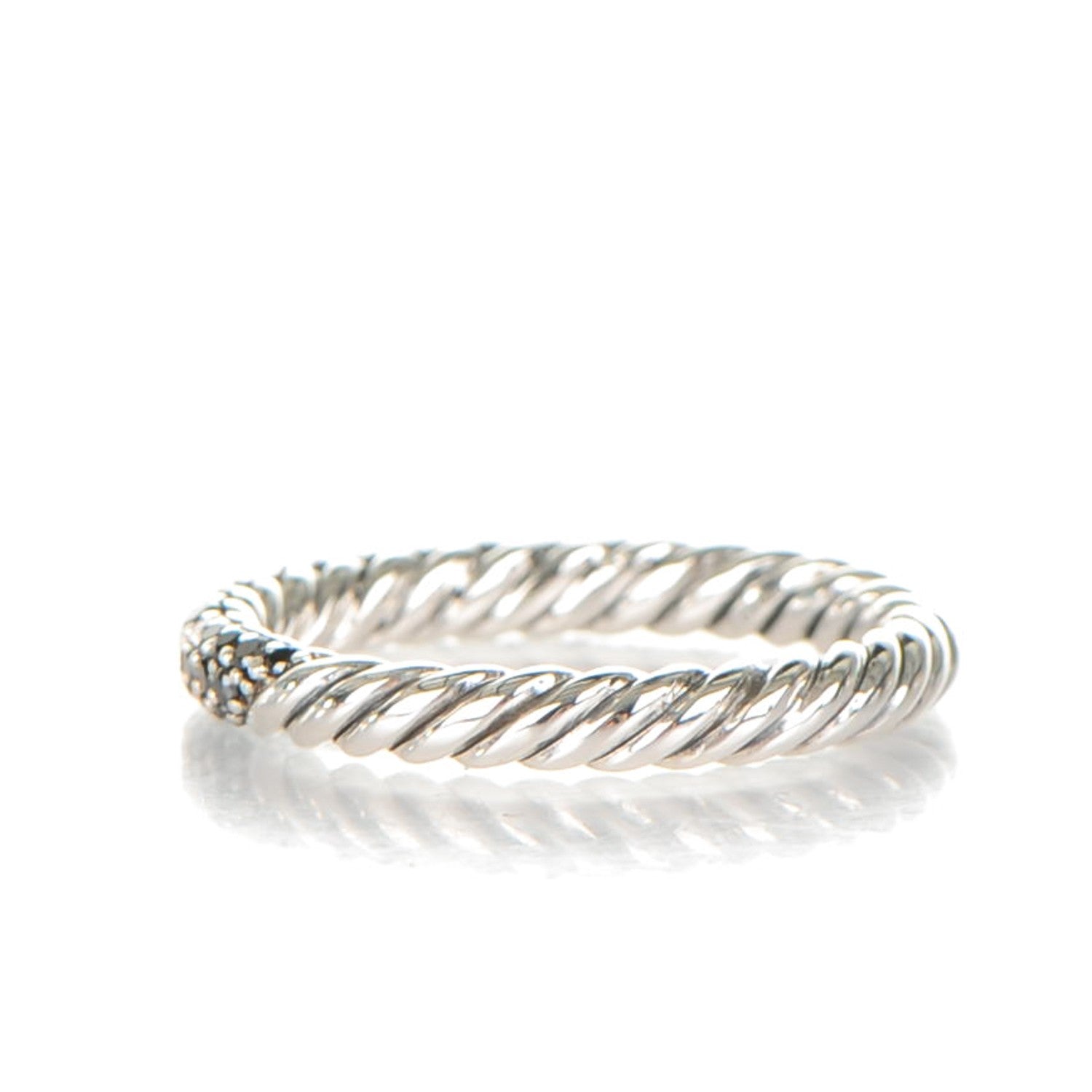 David Yurman Sterling Silver Black Diamond 3mm Midnight Melange Band Ring 54 7 3 of 3