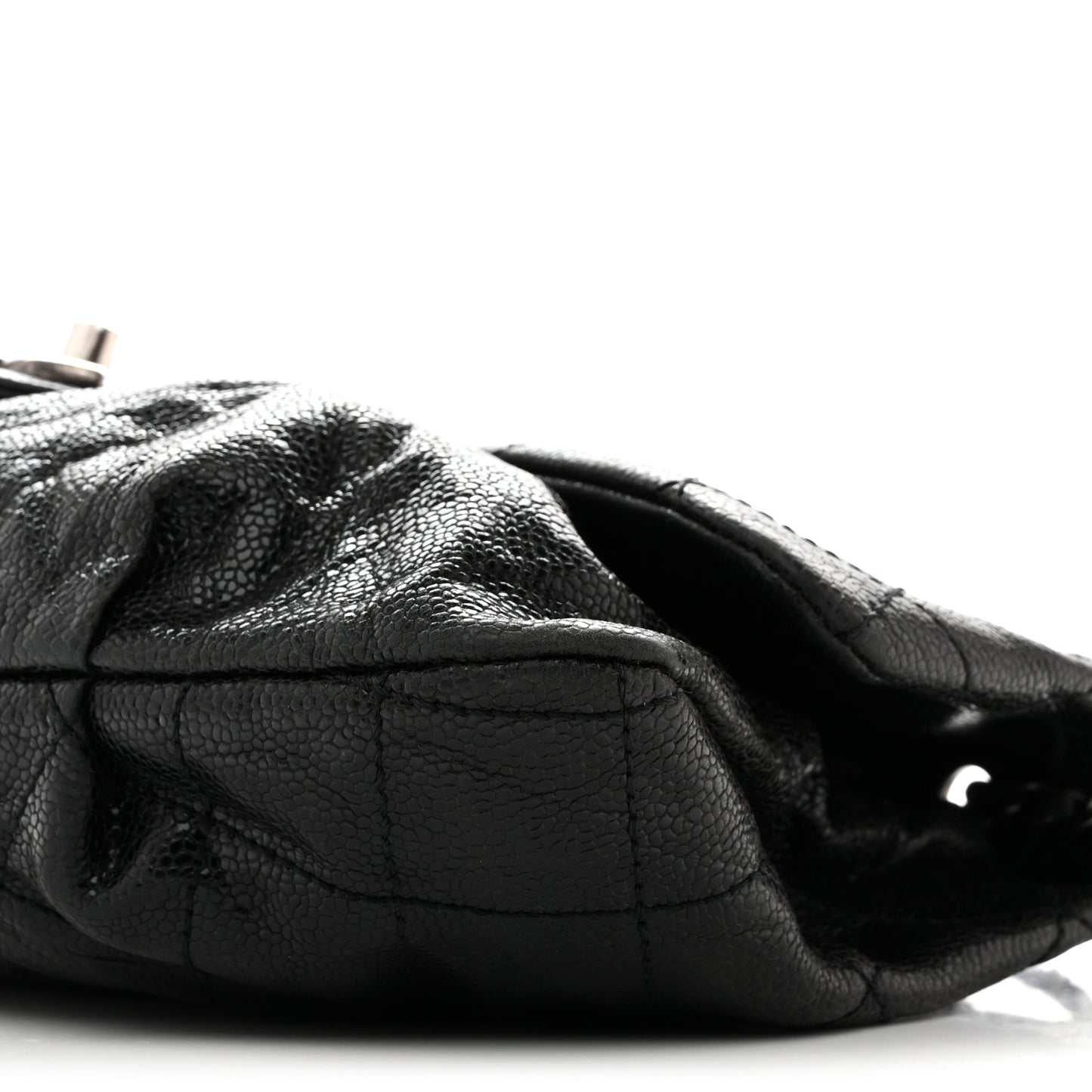 Caviar Quilted Medium Elastic Flap Black