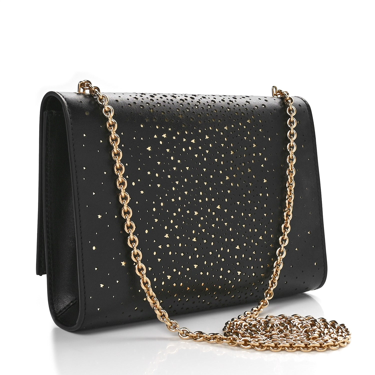 Salvatore Ferragamo Calfskin Laser Cut Mini Miss Vara Bow Chain Bag Black Gold 2 of 10
