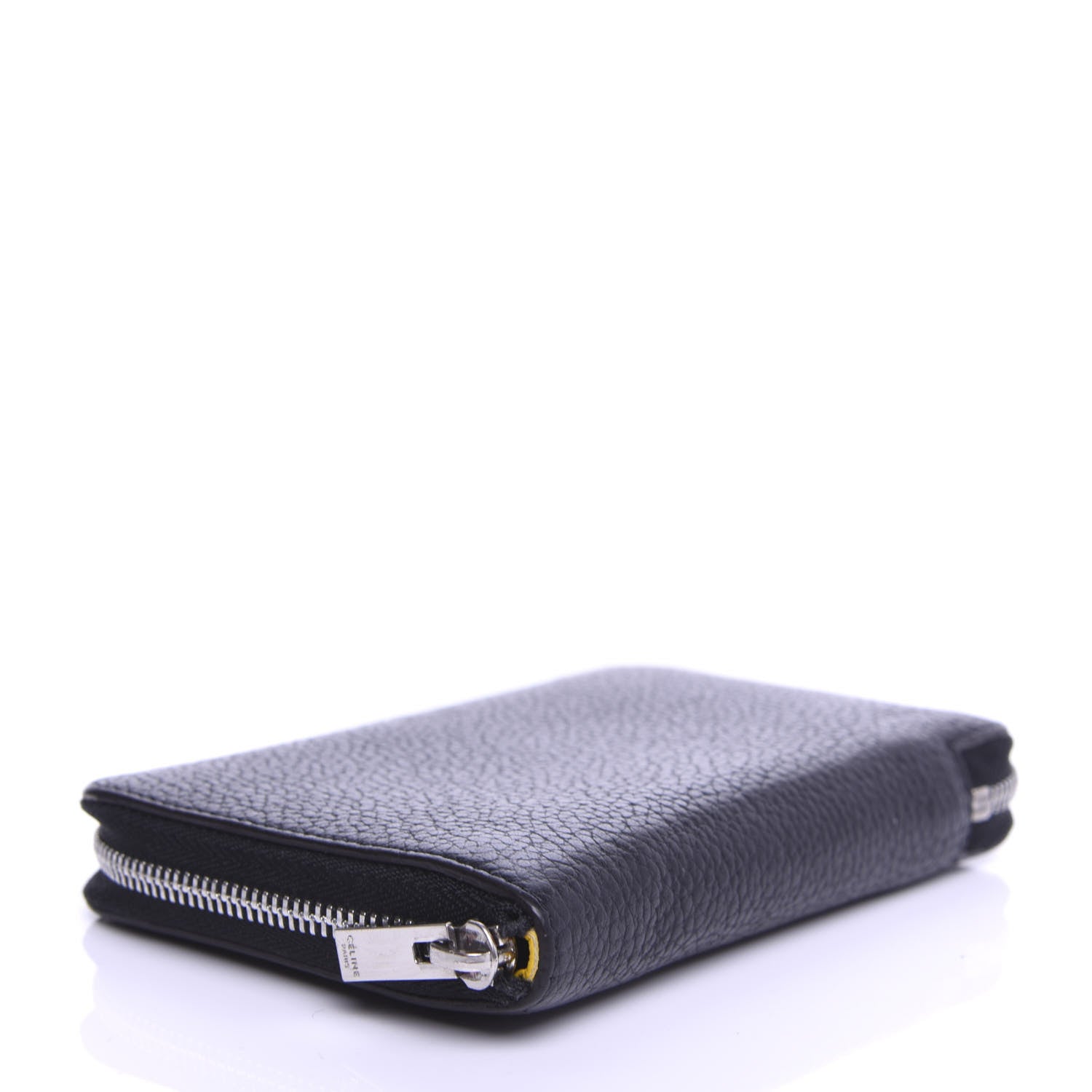 Celine Drummed Calfskin Zip Around Multifunction Wallet Black Citron 4 of 6