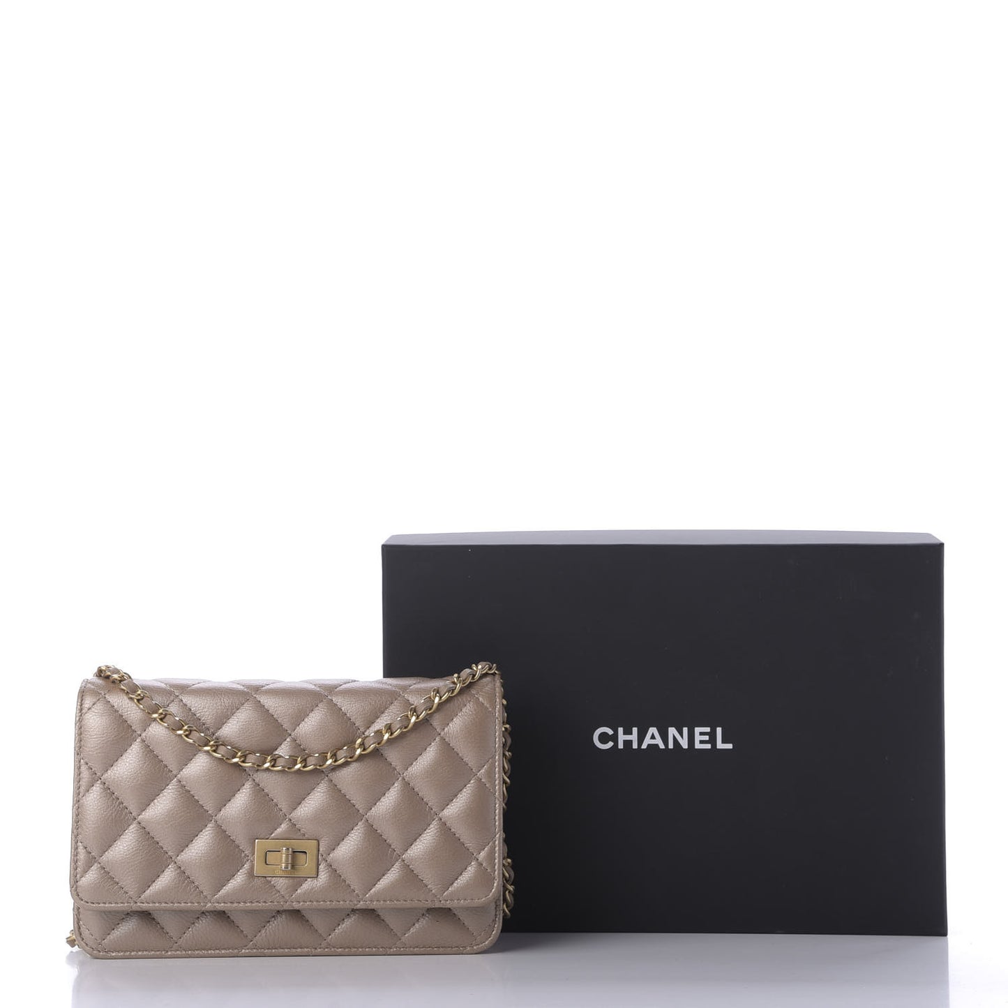Metallic Aged Calfskin Reissue Wallet On Chain WOC Gold