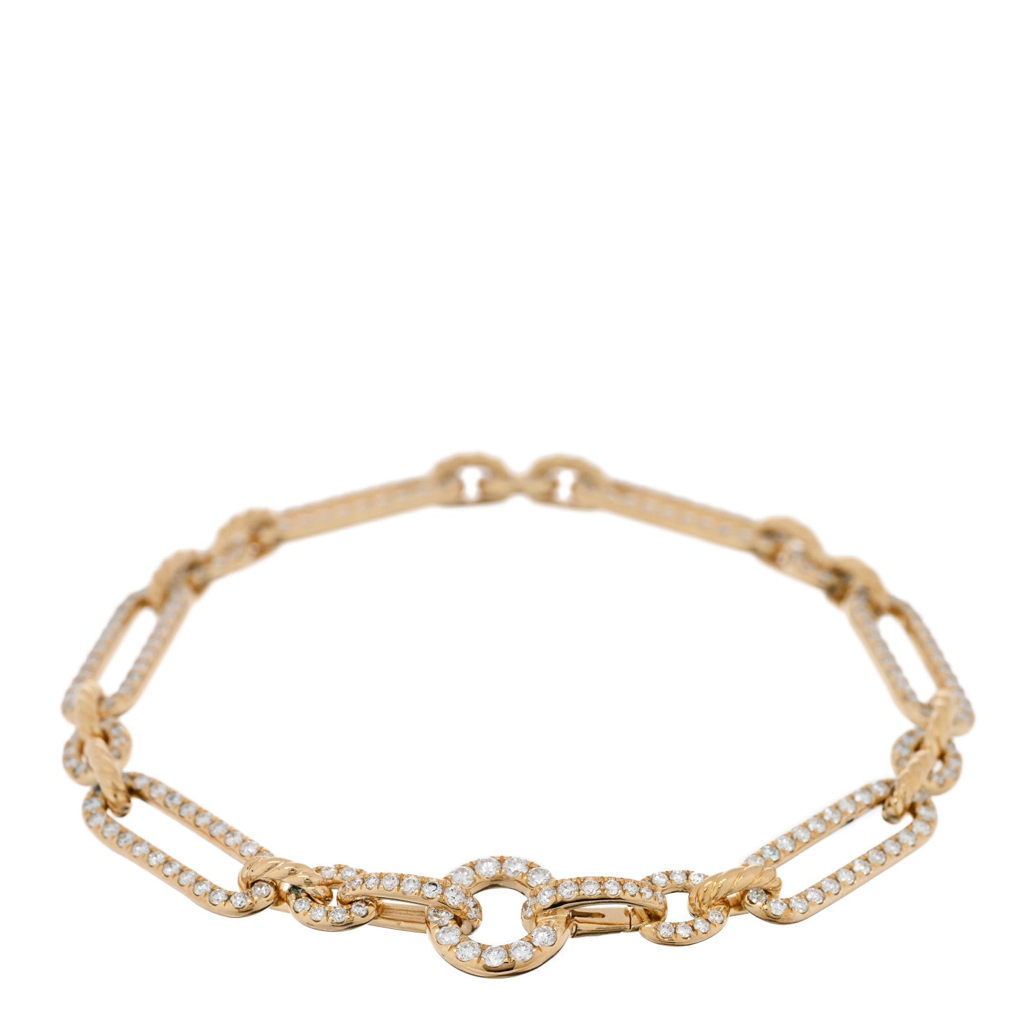 David Yurman 18K Yellow Gold Diamond 6.5mm Lexington Chain Bracelet 2 of 4