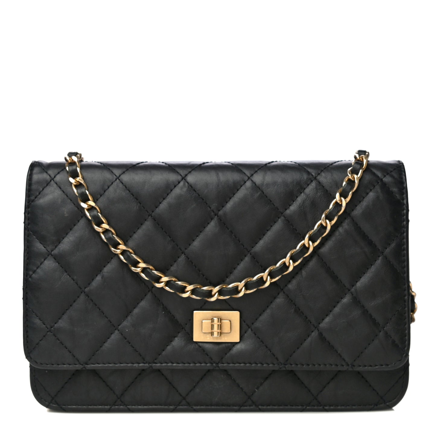 Aged Calfskin Quilted Reissue Wallet On Chain WOC Black
