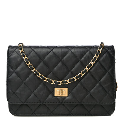 Chanel Aged Calfskin Quilted Reissue Wallet On Chain WOC Black 1 of 27