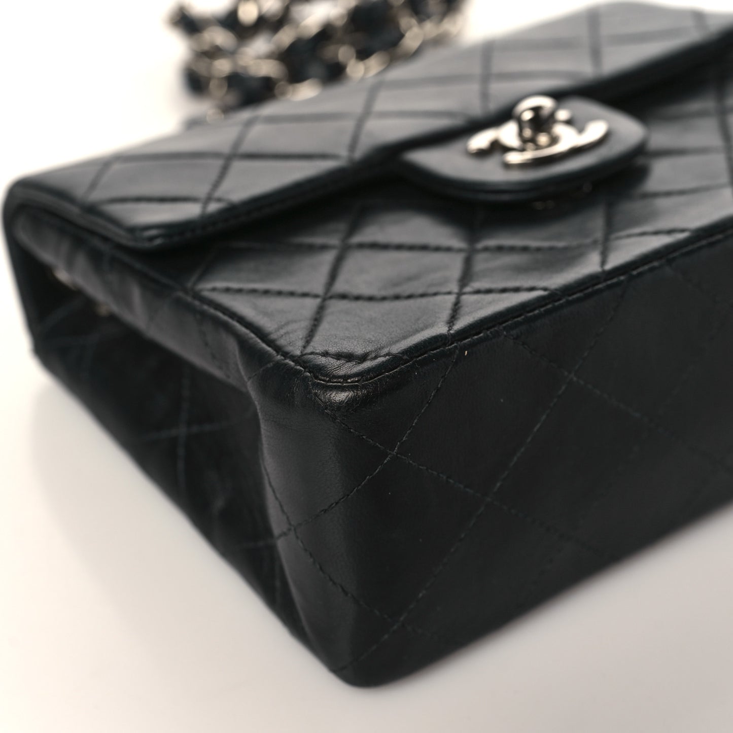 Lambskin Quilted Mini Square Flap Bag Black
