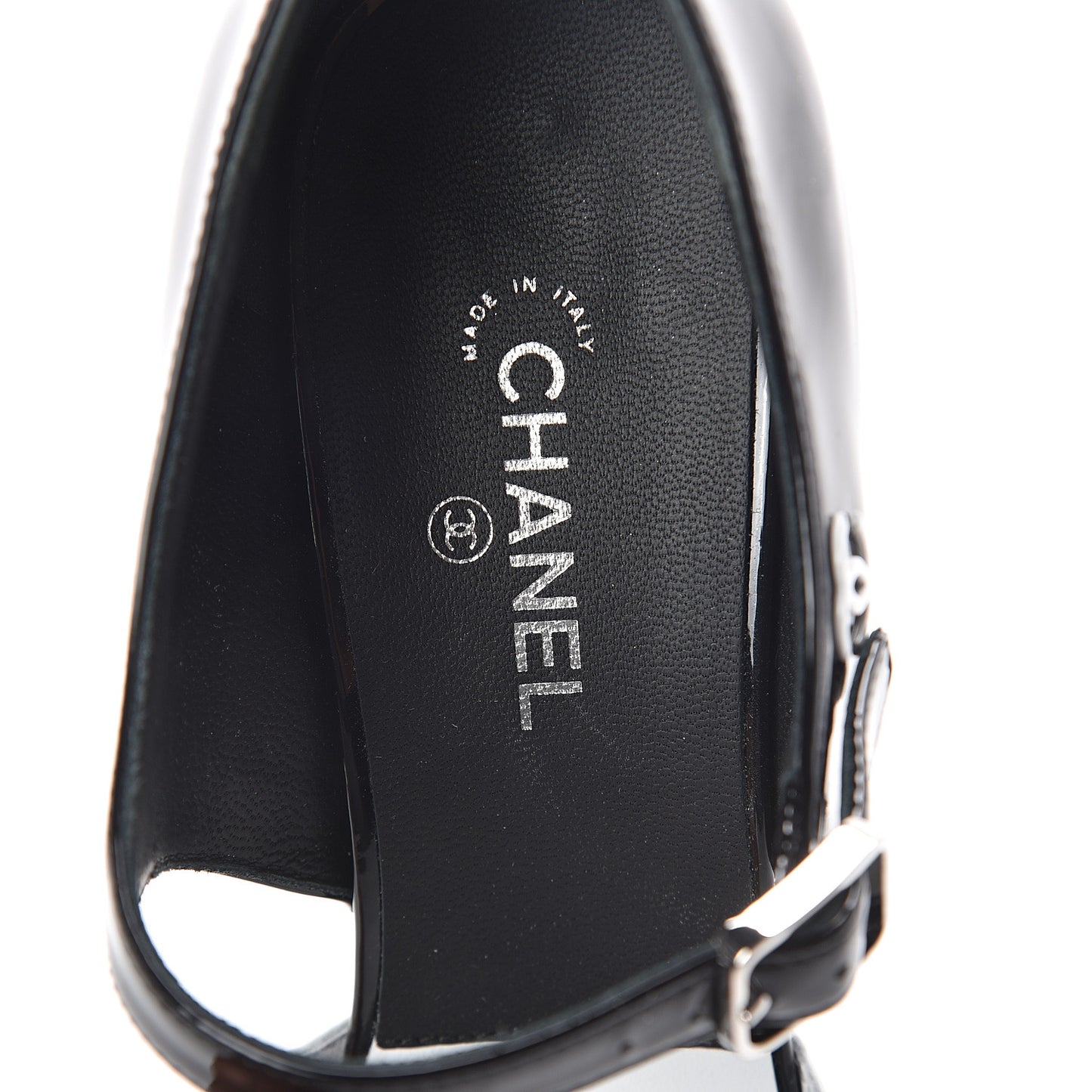 Patent Calfskin CC Pumps 37.5 White Black