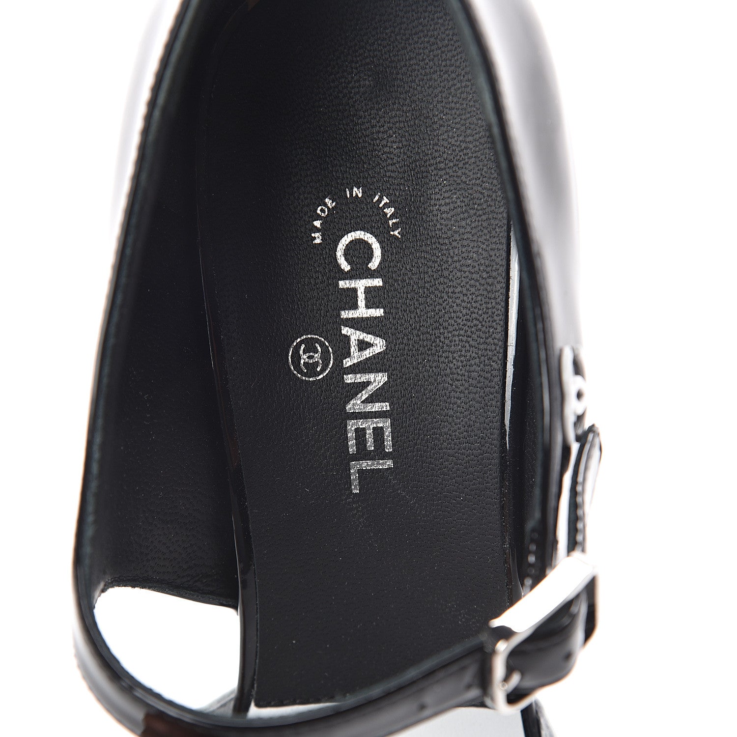 Chanel Patent Calfskin CC Pumps 37.5 White Black 5 of 7