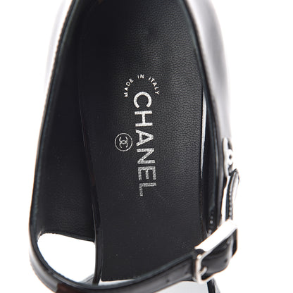 Chanel Patent Calfskin CC Pumps 37.5 White Black 5 of 7