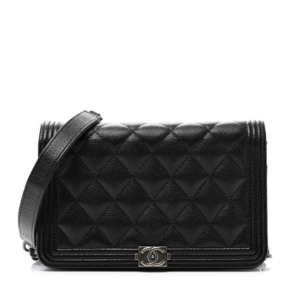 Chanel Caviar Quilted Boy Wallet On Chain WOC Black 1 of 8
