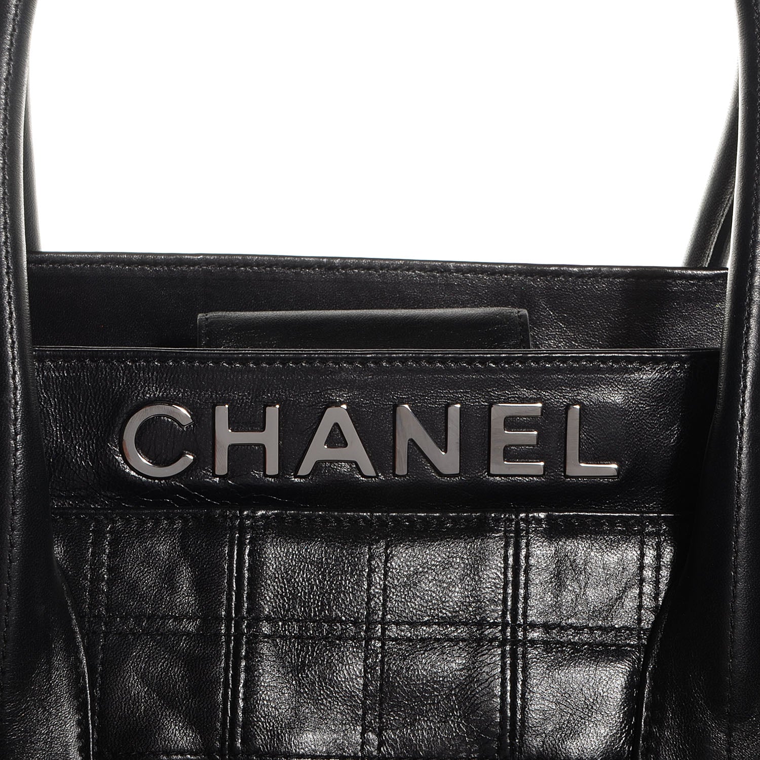 Chanel Lambskin Stitched Lax Shopping Tote Black 8 of 8